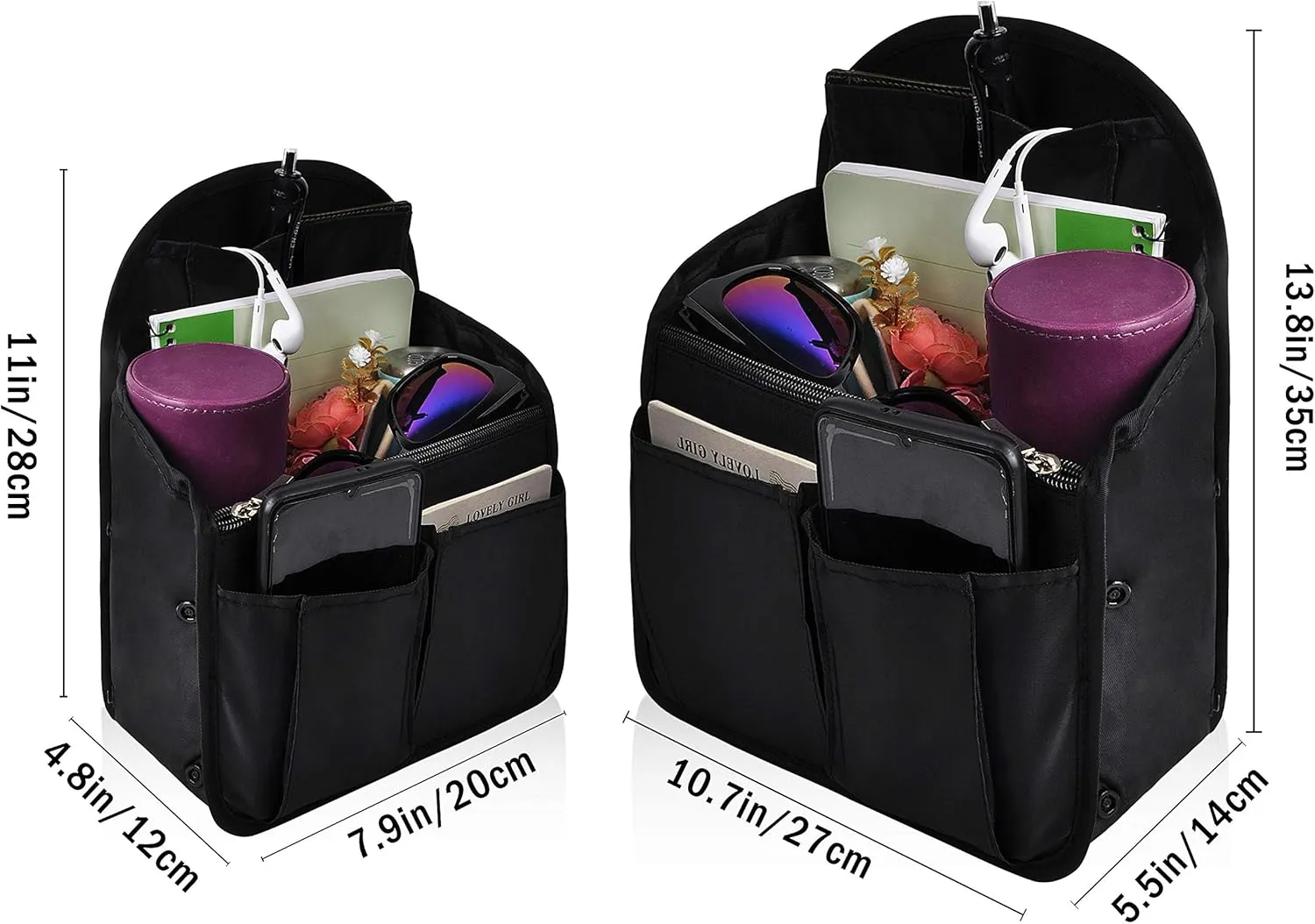 Vercord Backpack Organizer Insert Liner Hanging Travel Bag in Bag with Many Pockets