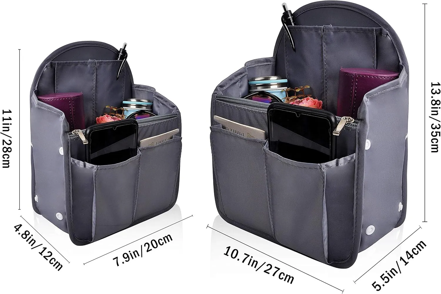 Vercord Backpack Organizer Insert Liner Hanging Travel Bag in Bag with Many Pockets