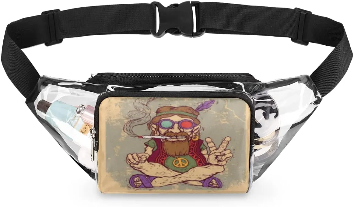 Victory Old Man Clear Fanny Pack Stadium Approved Adjustable Clear Belt Bag Cute Waist Bags for Women Men Travel Sports Events Hiking Concerts