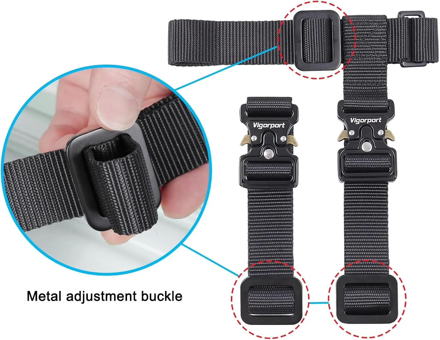 Vigorport Luggage Straps, Luggage Connector Straps for Suitcases Add A Bag and Connect Your 2 Suitcases Together Adjustable Attachment Accessories Belts (1'' Width S Size)