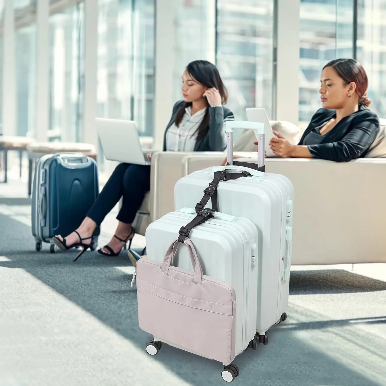 Vigorport Luggage Straps, Luggage Connector Straps for Suitcases Add A Bag and Connect Your 2 Suitcases Together Adjustable Attachment Accessories Belts (1'' Width S Size)