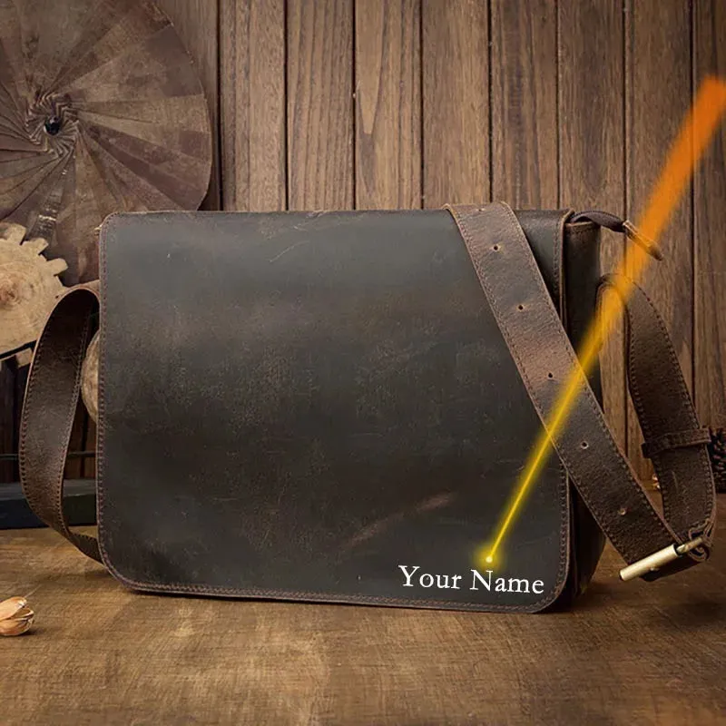 Vintage Crazy Horse Leather Men's Briefcases Laptop Bag A4 Office Bags Men Cover Messenger Bags Men's Leather Bag Computer Bags