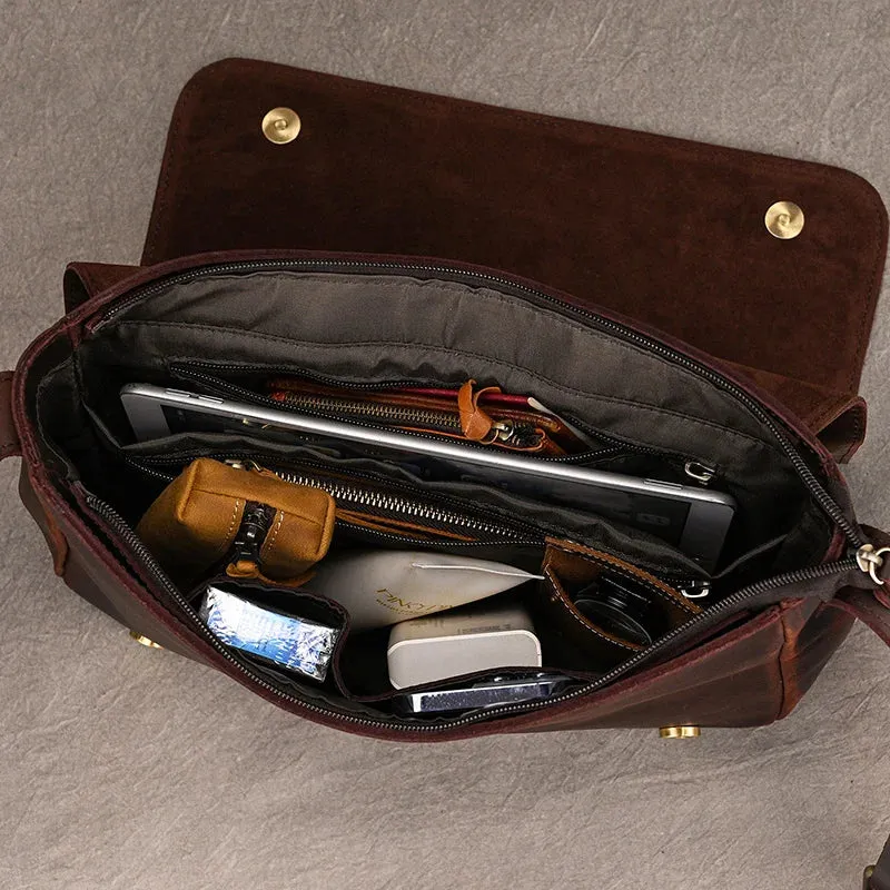 Vintage Crazy Horse Leather Men's Briefcases Laptop Bag A4 Office Bags Men Cover Messenger Bags Men's Leather Bag Computer Bags