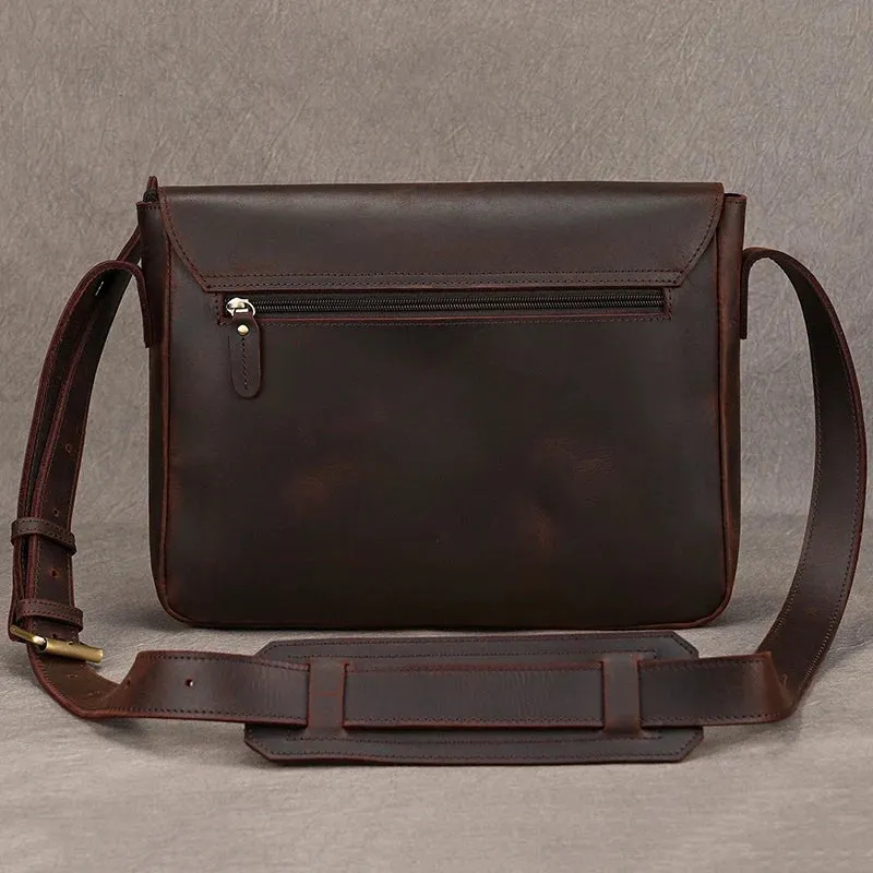 Vintage Crazy Horse Leather Men's Briefcases Laptop Bag A4 Office Bags Men Cover Messenger Bags Men's Leather Bag Computer Bags