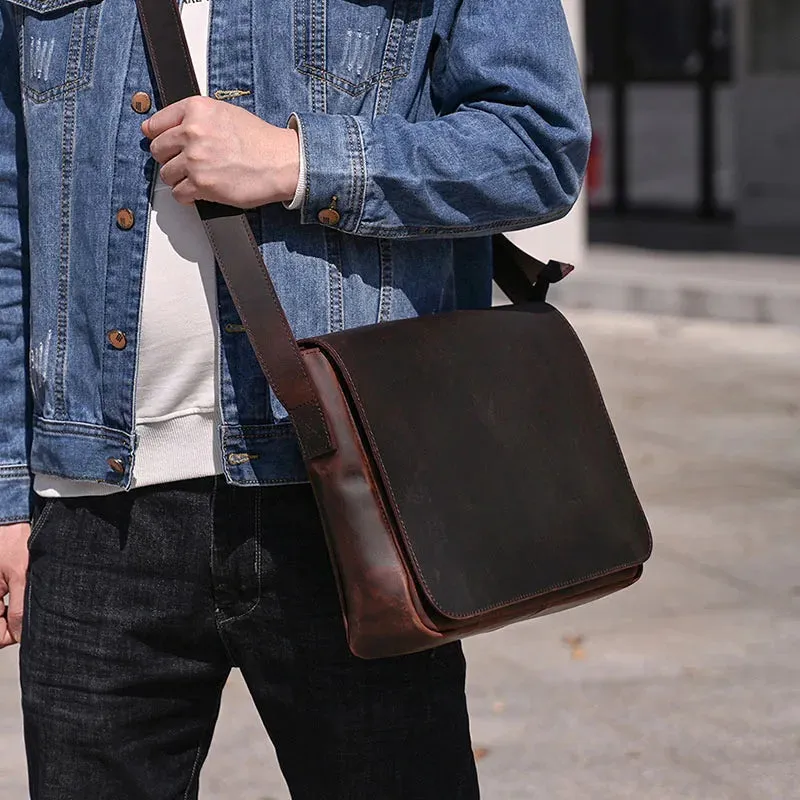 Vintage Crazy Horse Leather Men's Briefcases Laptop Bag A4 Office Bags Men Cover Messenger Bags Men's Leather Bag Computer Bags