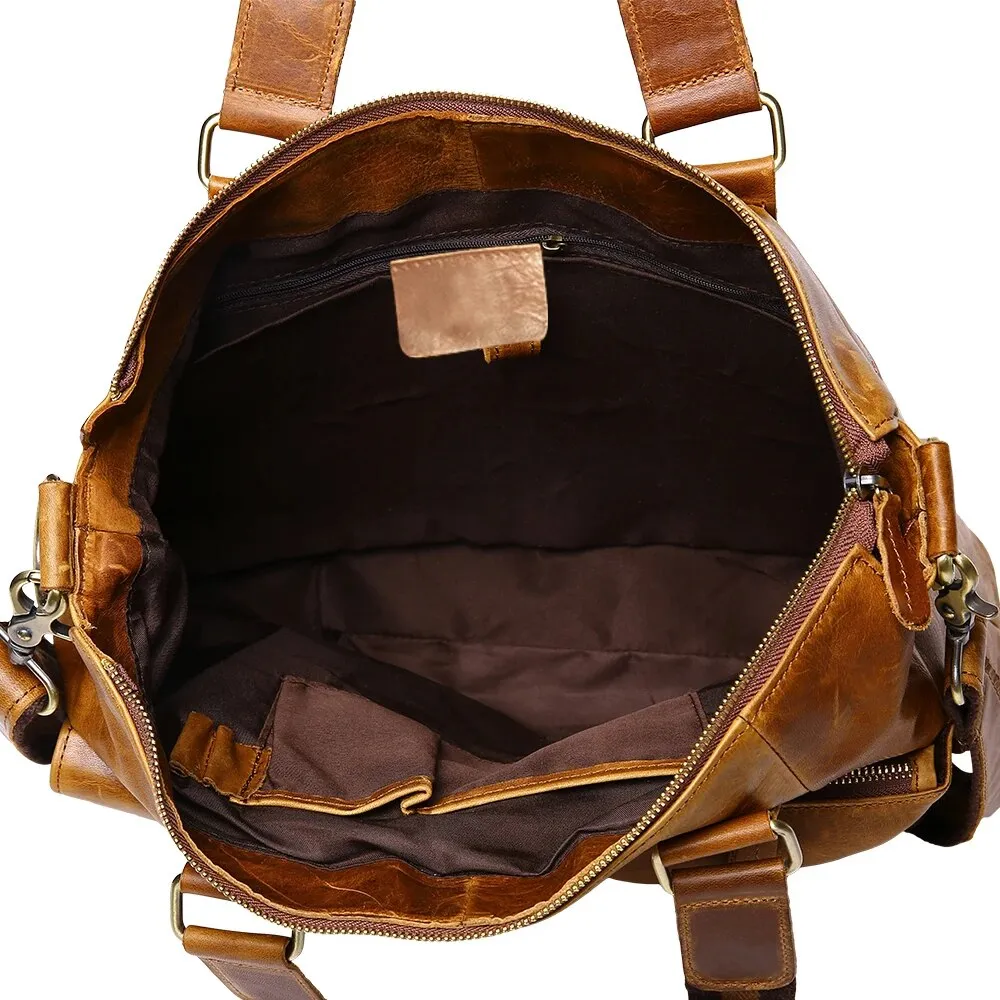 Vintage Laptop Briefcases Genuine Leather Men Tote