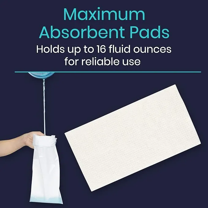 Vive Disposable Urine Bags (20 Count) - Pee Bags for Emergencies, Camping & Car Travel - Travel Urinal for Men and Women - Portable Urine Collection Bags - Leak-Proof Pee Bag - Emergency Urine Bag Kit