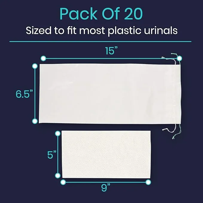 Vive Disposable Urine Bags (20 Count) - Pee Bags for Emergencies, Camping & Car Travel - Travel Urinal for Men and Women - Portable Urine Collection Bags - Leak-Proof Pee Bag - Emergency Urine Bag Kit