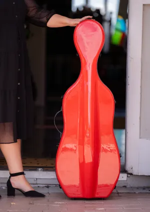 Vivo Deluxe Fibreglass Cello Case 4/4 Cherry Red