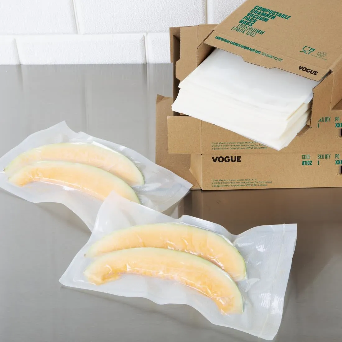 Vogue Compostable Embossed Vacuum Sealer Bags 150x350mm (50 pack)