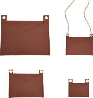 WADORN 3 Sizes Purse Oganizer Insert, Felt Handbag Insert Liner with Eyelet Pouch Purse Clutch Crossbody Conversion Inside Storage Envelope Bag Pochette Accessories for Clutch Pochettes(No Chain)