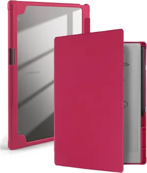WALNEW Case for Remarkable Paper Pro, Transparent Hard PC Back Book Folio Shell with Pen Holder, Protective Cover for Remarkable Paper Pro 11.8" Color Tablet (2024), Hotpink