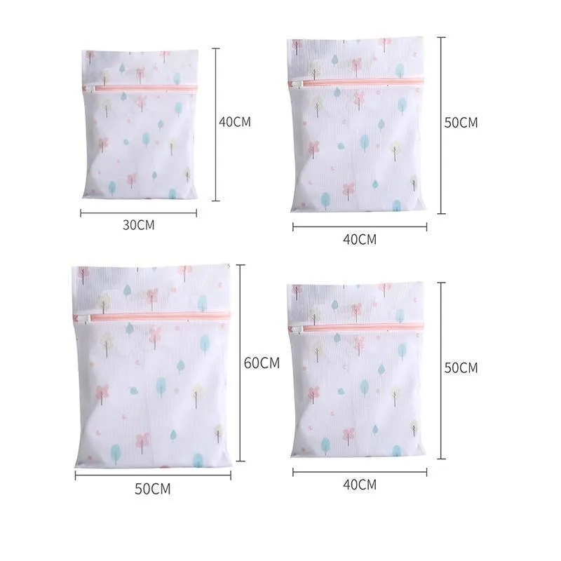 Washing Bags 4PCS Polyester Pink/Blue Laundry Set