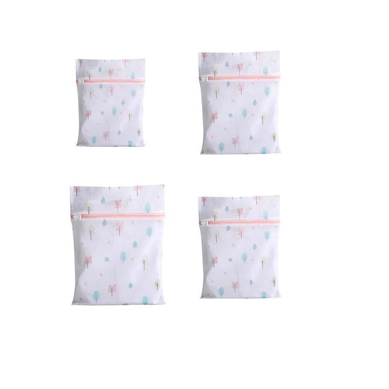 Washing Bags 4PCS Polyester Pink/Blue Laundry Set
