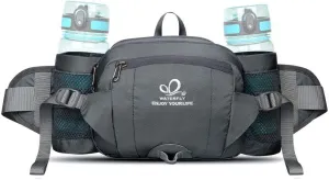 WATERFLY Fanny Pack Waist Bag: Fannie Pack 2 Water Bottle Holders Lumbar Belt Hiking Walking Running Jogging Camping Large Woman Man (Bottle Not Included）