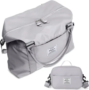 Weekender Gym Duffel Bags for Women Grey Cute Travel Tote Bag with Toiletry Bag Carry On Bag Overnight Bag with Wet Pocket Hospital Bag for Labor and Delivery