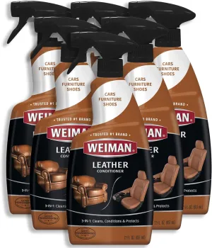 Weiman Leather Conditioner & Cleaner - Restores Surfaces, UV Protectants Help Prevent Cracking or Fading of Furniture, Sofa, Couch, Car Seats, Shoes, Purses, 6 Pack, 22 Oz