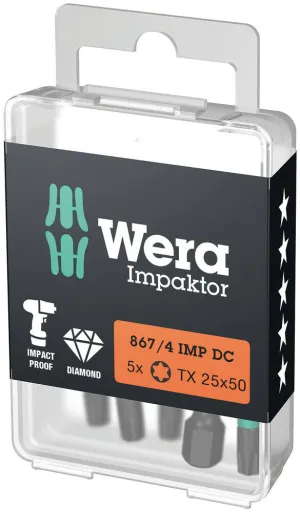 Wera 05057664001 867/4 IMP DC TORX® DIY Impaktor bits, TX 20 x 50 mm, 5 pieces