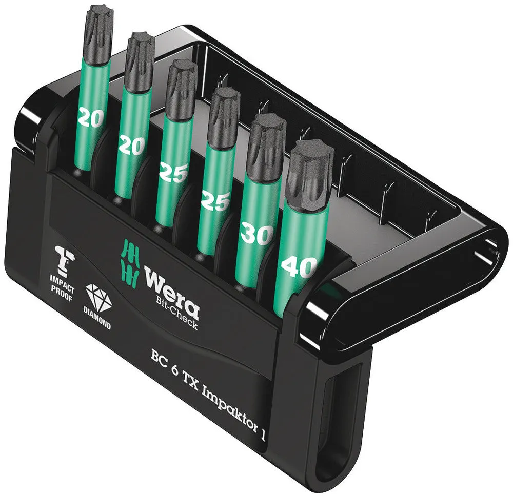 Wera 05057693001 Bit-Check 6 TX Impaktor 1, 6 pieces