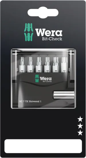 Wera 05073404001 Bit-Check 7 TX Universal 1 SB, 7 pieces