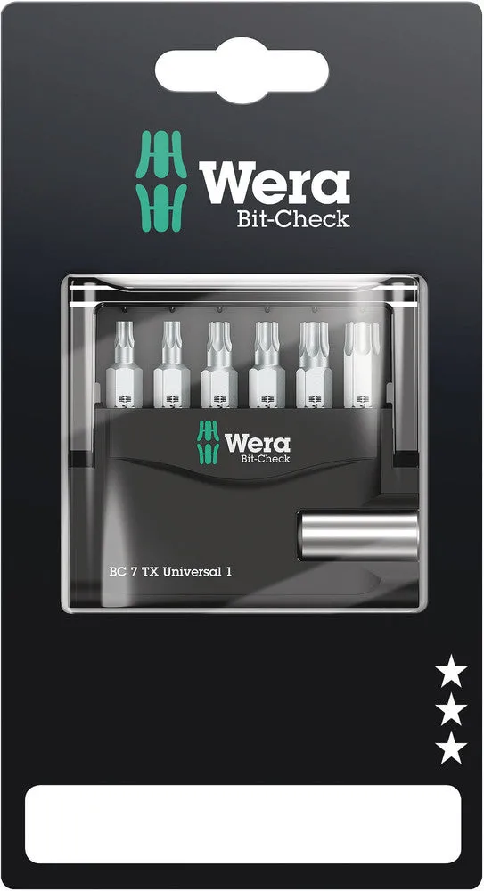 Wera 05073404001 Bit-Check 7 TX Universal 1 SB, 7 pieces