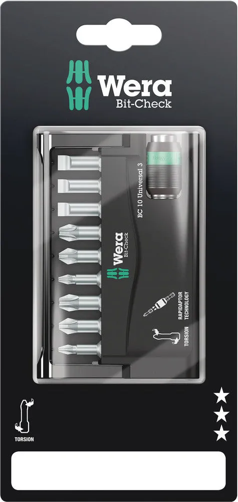 Wera 05073410001 Bit-Check 10 Universal 3 SB, 10 pieces