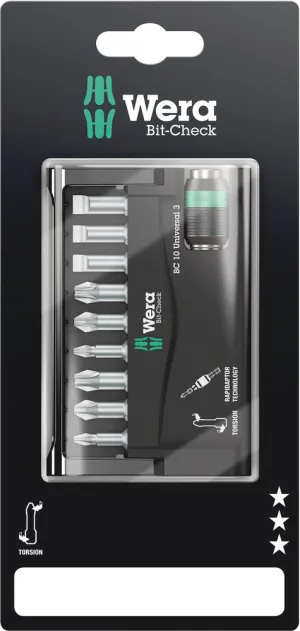 Wera 05073410001 Bit-Check 10 Universal 3 SB, 10 pieces