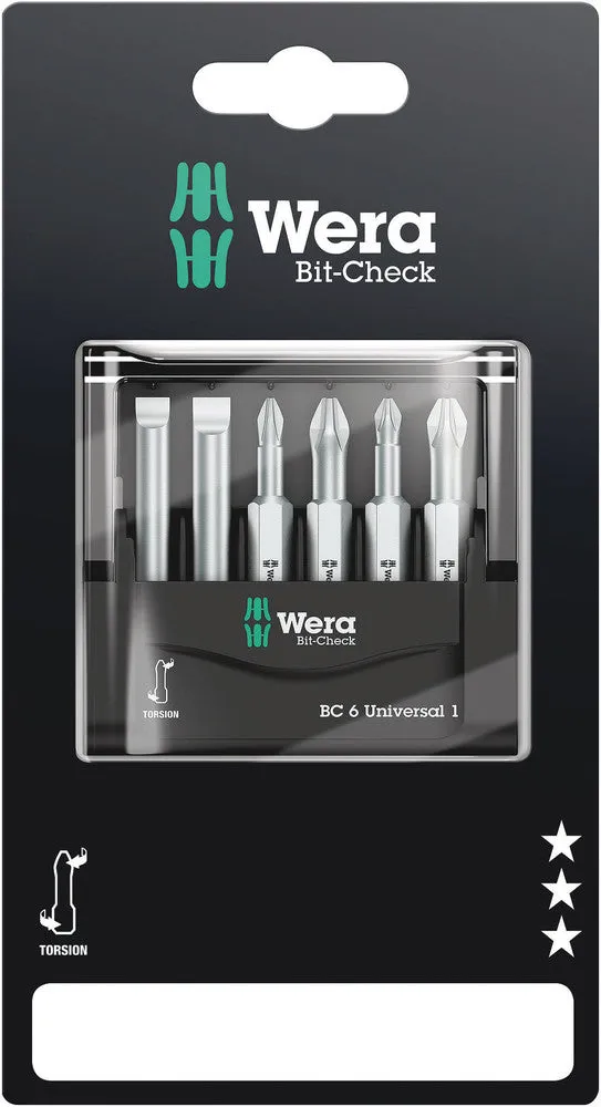 Wera 05073635001 Bit-Check 6 Universal 1 SB, 6 pieces