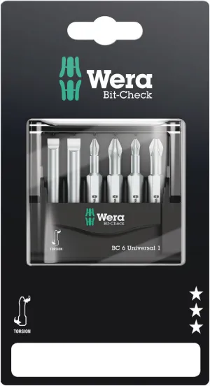 Wera 05073635001 Bit-Check 6 Universal 1 SB, 6 pieces