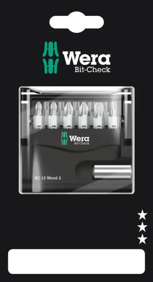 Wera 05136391001 Bit-Check 12 Wood 2 SB, 12 pieces