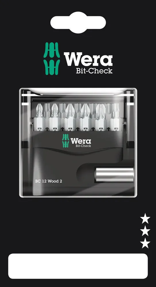 Wera 05136391001 Bit-Check 12 Wood 2 SB, 12 pieces