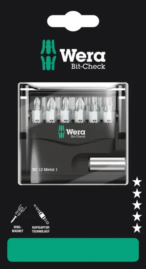 Wera 05136393001 Bit-Check 12 Metal 1 SB, 12 pieces