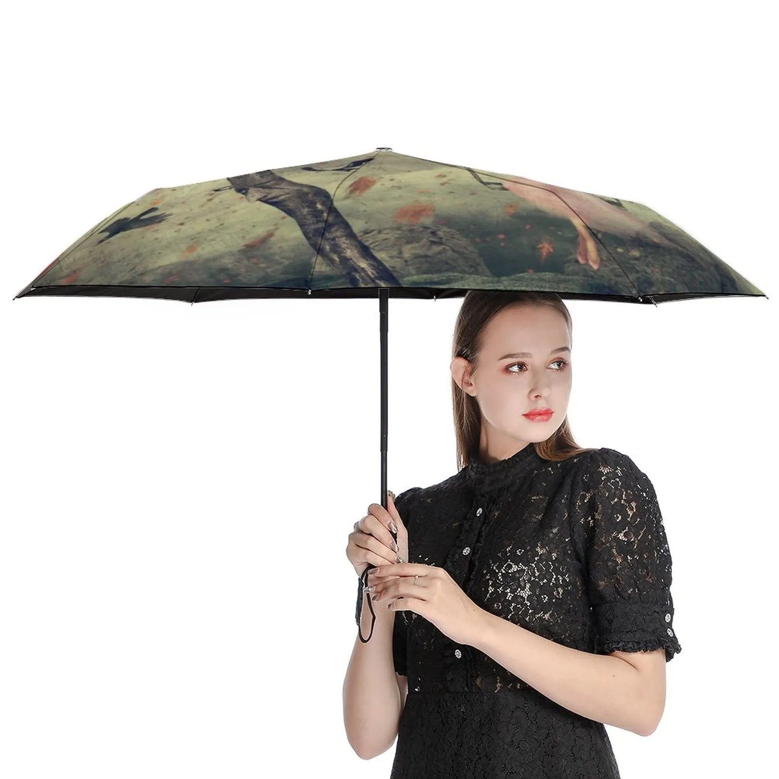 Whimsi Girl Auto Umbrella with Printed Pattern Outside ZYS03-8K