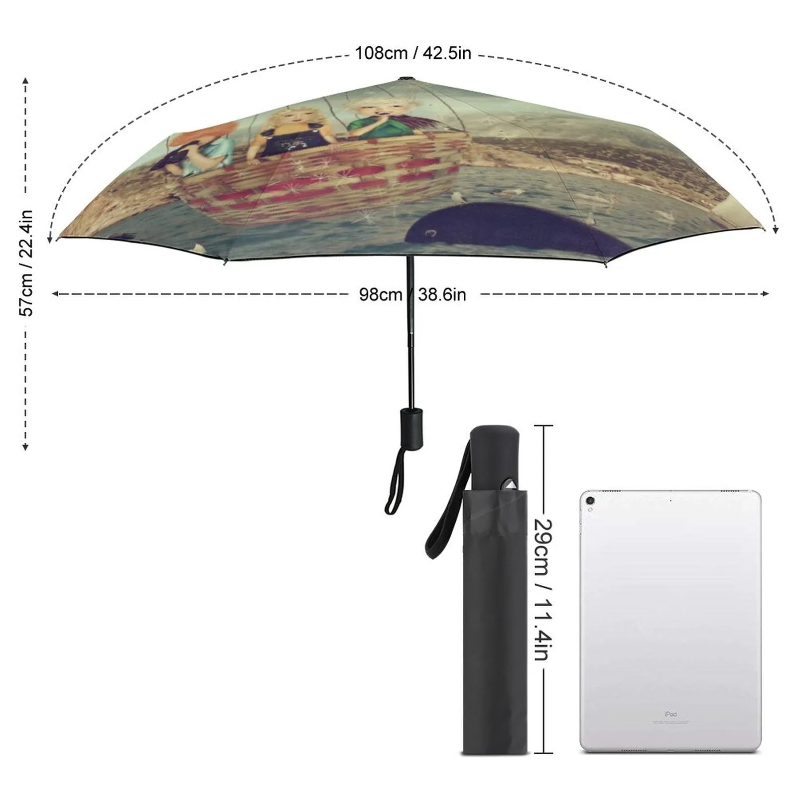 Whimsi ladies Auto Umbrella with Printed Pattern Outside ZYS03-8K