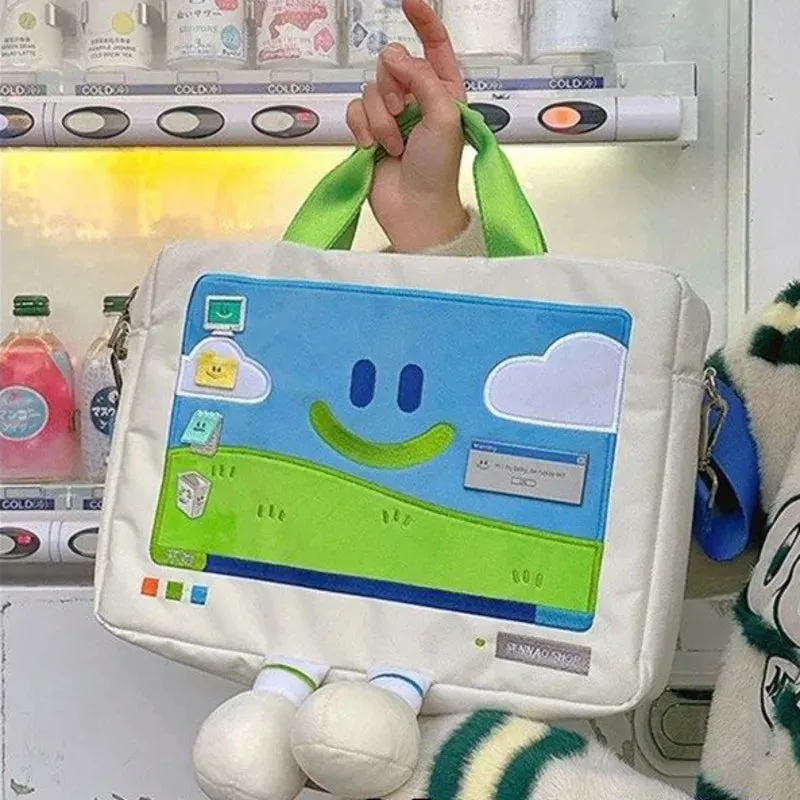 ✨Whimsical Smiley Face Satchel 🎒 - Trendy Nylon Shoulder Bag for Students! 😊📚