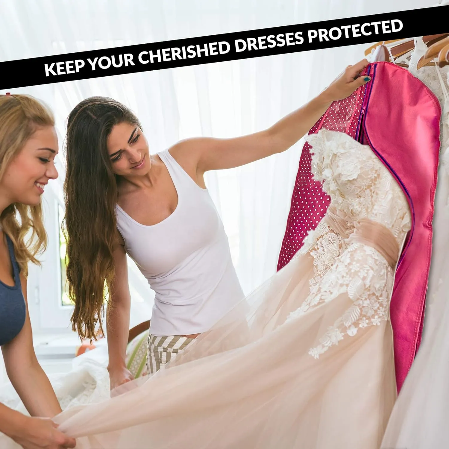 White Suit, Dress and Gown Garment Travel Bags - 54" x 24" - With Large Window