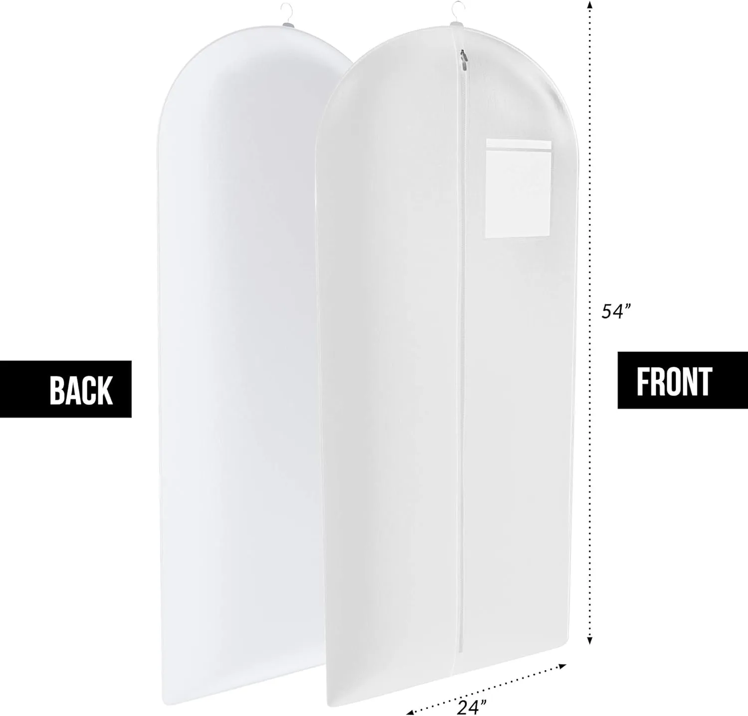 White Suit, Dress and Gown Garment Travel Bags - 54" x 24" - With Large Window