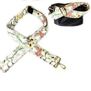 Wildflower Guitar Style Bag Strap -Colorful Wildflower Cross Body Style Bag Strap - Custom Hardware Color- Adjustable -Double Padded-Durable (1.5" Width, Gold)