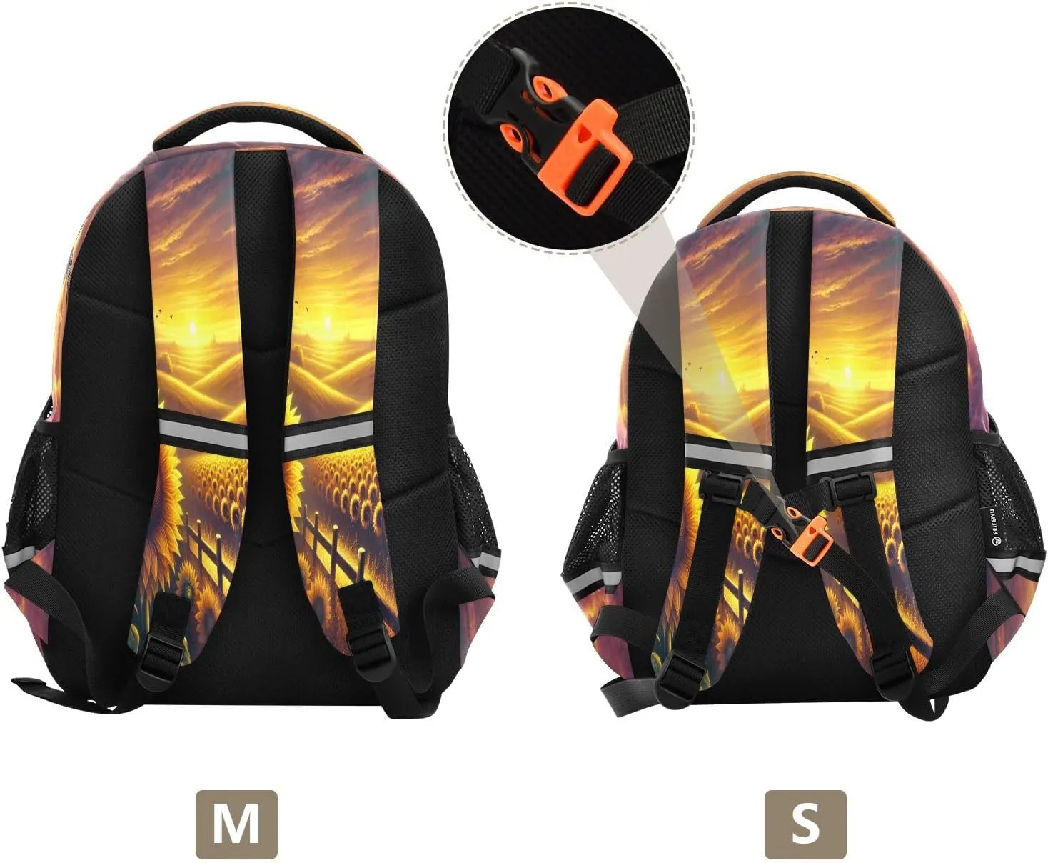 Windmill Sunflower Kids Backpack for School Boys Girls Bookbag Toddler Backpacks Elementary Middle Primary School for Children Teens Travel M