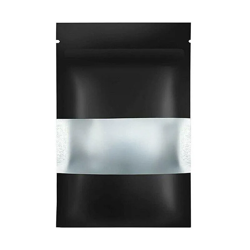 Window Stand UP Pouches 25PCS Matt Black 3Sizes Mylar Foil