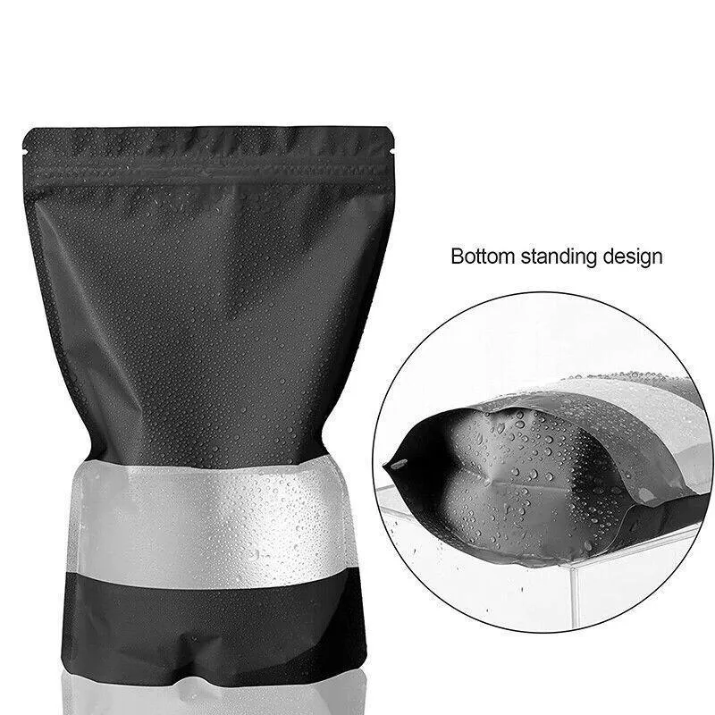 Window Stand UP Pouches 25PCS Matt Black 3Sizes Mylar Foil