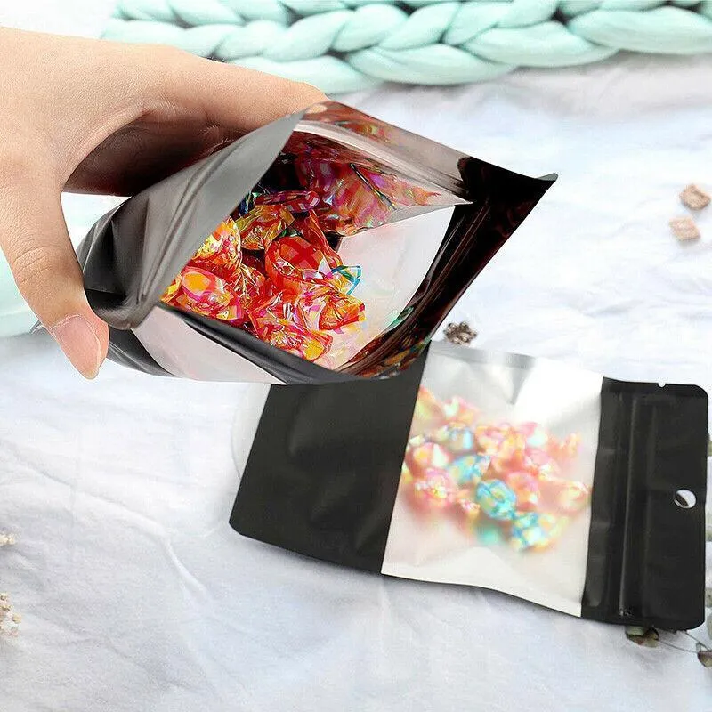 Window Stand UP Pouches 25PCS Matt Black 3Sizes Mylar Foil