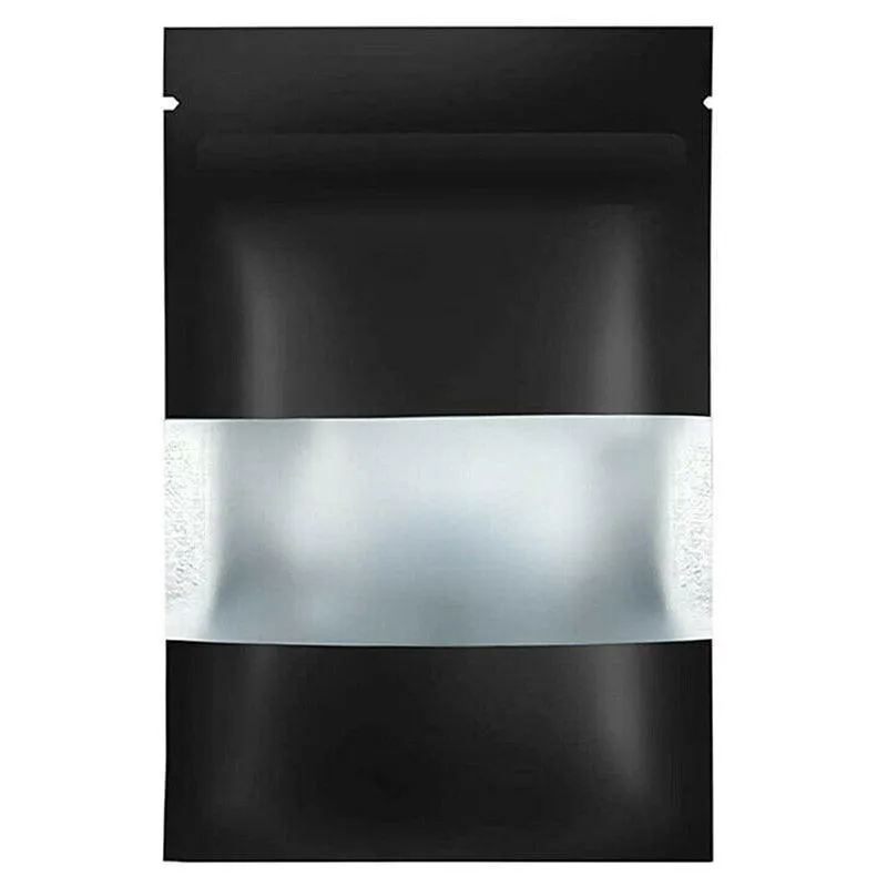 Window Stand UP Pouches 25PCS Matt Black 3Sizes Mylar Foil