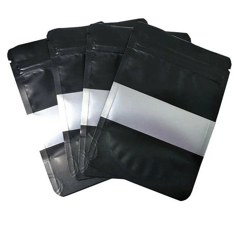 Window Stand UP Pouches 25PCS Matt Black 3Sizes Mylar Foil