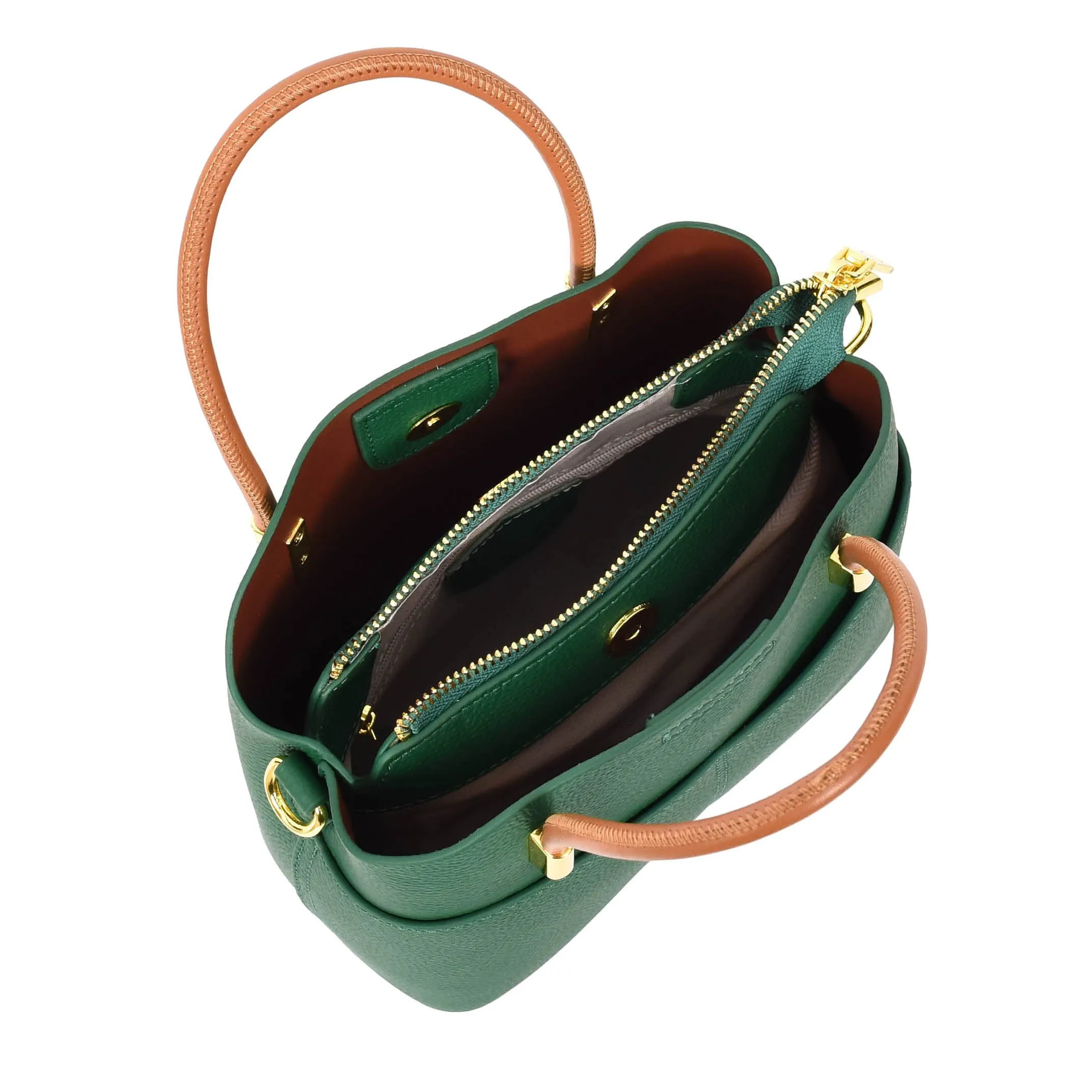 Winnipeg Women Leather Top Handle Shoulder Bag Green