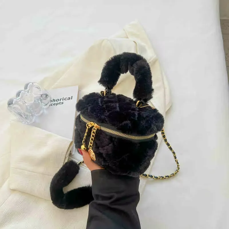 Winter Faux Fur Mini Crossbody Bags for Women 2024 Fashion Furry Chain Box Bag Female Delicate Lipstick Coin Purse