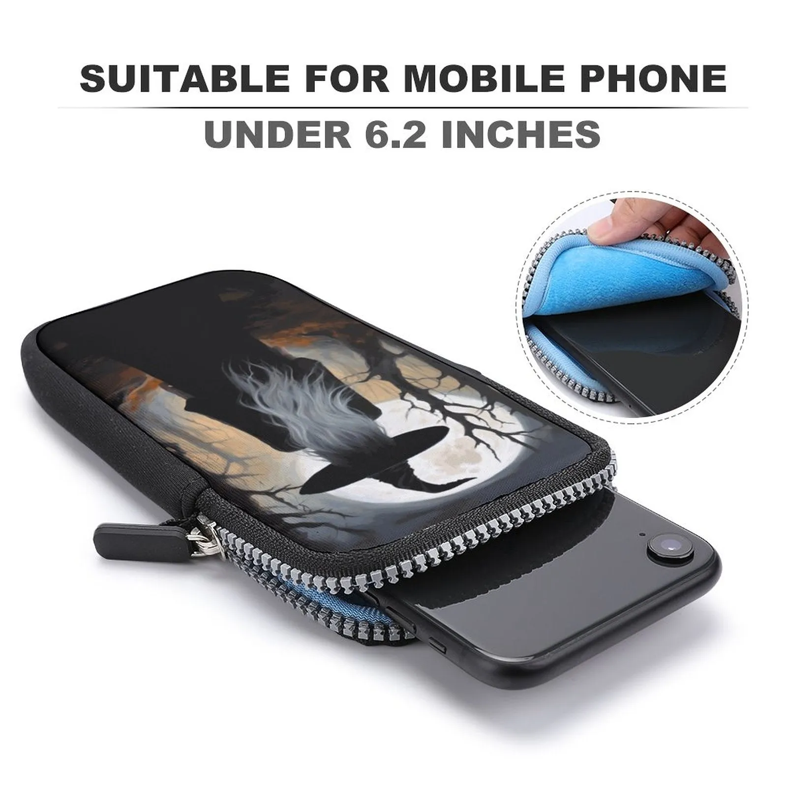 Wispy Wiccan Witch Cell Phone Crossbody Pouch, A Witchcore Accessory Phone Purse, Personalized witchy bag makes a wonderful gift idea!