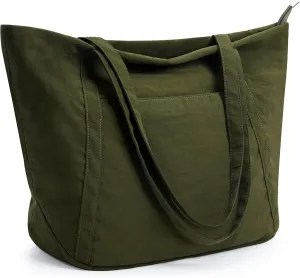 WLLWOO Large Gym Tote Bag for Women Sport Yoga, 24L Travel Beach Bag Lightweight Zipper Shoulder Handbag for Daily Work