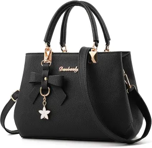 Women Bowknot Satchel Bags Handle Shoulder Handbags and Purses Pockets Zipper Leather Crossbody Bags