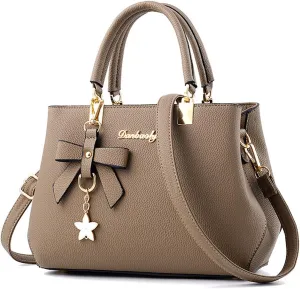Women Bowknot Satchel Bags Handle Shoulder Handbags and Purses Pockets Zipper Leather Crossbody Bags